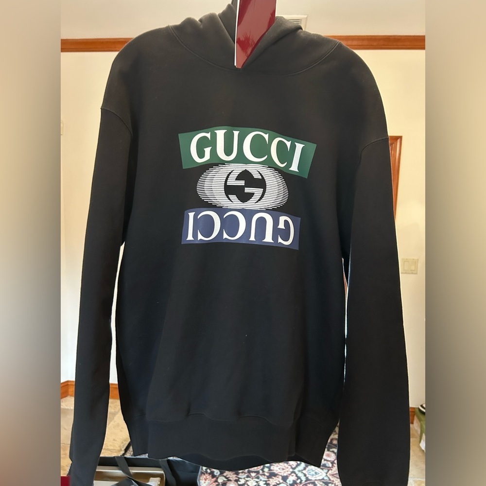 Men's Gucci interlocking G jersey, cotton hoodie size medium fits large NWT